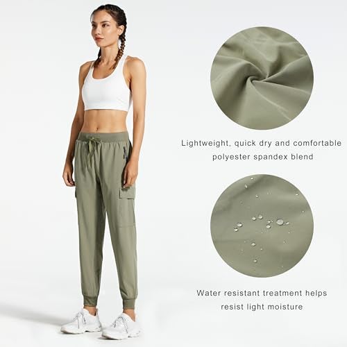 Libin Women's Cargo Joggers Lightweight Quick Dry Hiking Pants Athletic Lounge Casual Travel, Silver Sage XL - Image 3