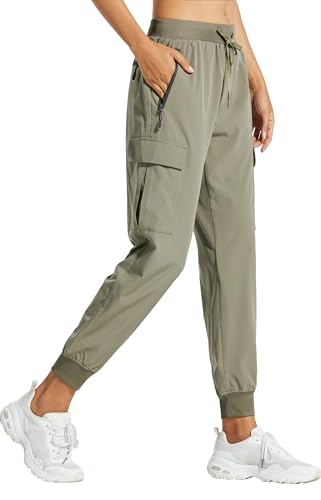 Libin Women's Cargo Joggers Lightweight Quick Dry Hiking Pants Athletic Lounge Casual Travel, Silver Sage XL - Image 1