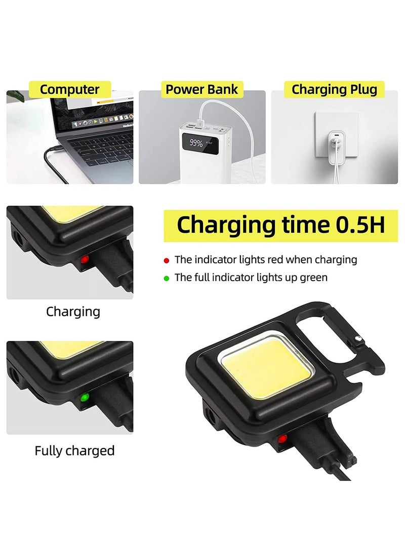 Allextreme Allextreme Keychain Flashlight 4 Light Mode Magnetic Work LED 6W USB Rechargeable Bottle Opener Water Resistant for Camping Nighttime Trekking  - Image 2