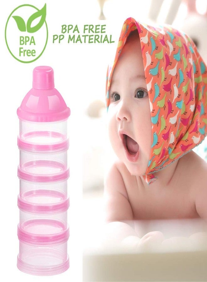 DRIVIJI 1PCS Baby Milk Powder Formula Dispenser On The Go, 5 Compartments Stackable Formula Container for Travel, Baby Milk Powder Kids Snack Container, BPA Free, Portable Storage Box (PINK) - Image 5