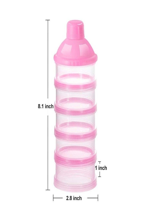 DRIVIJI 1PCS Baby Milk Powder Formula Dispenser On The Go, 5 Compartments Stackable Formula Container for Travel, Baby Milk Powder Kids Snack Container, BPA Free, Portable Storage Box (PINK) - Image 3