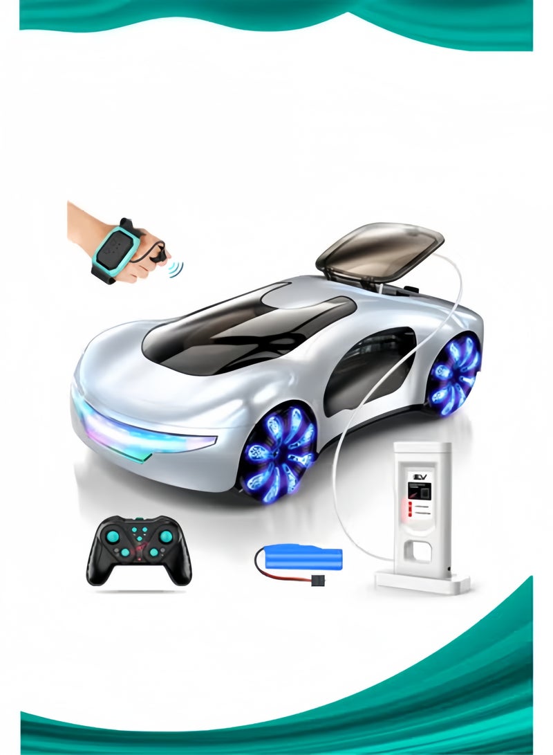 MIXDE Gesture-sensing remote-controlled car, gesture-sensing remote-controlled stunt car, drifting remote-controlled stunt car, remote-controlled toy car, with lights, spray and sound, 2.4GHz children's hobby remote-controlled car toy, 360° rotation, suitable as a birthday gift for boys and girls. - Image 1