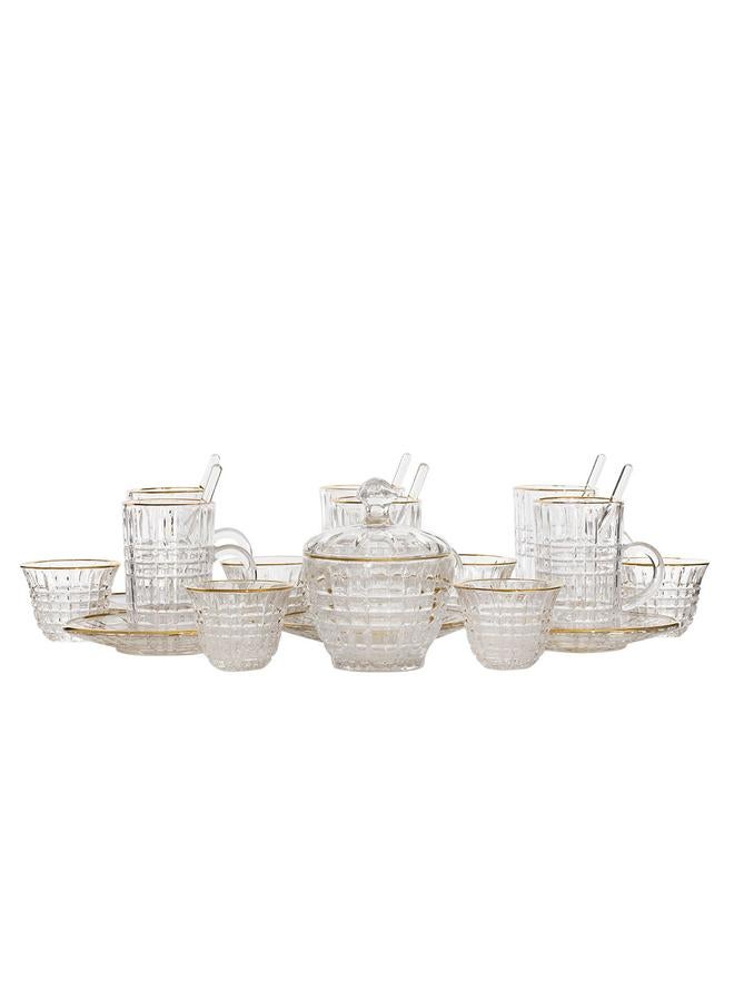 السيف  طقم تقديم الشاي والقهوة بيالات 26 قطعة شفاف - Image 1
