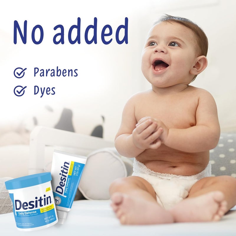 Desitin كريم حماية طفلك من طفح الحفاضات ديفينس اليومي مع 13% أكسيد الزنك لعلاج، تخفيف ومنع طفح الحفاضات، خالي من المواد المسببة للحساسية، والأصباغ، والفثالات، والبارابين، بحجم السفر، 2 أونصة - Image 4