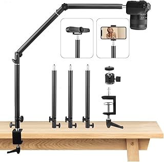 JEBUTU Heavy Duty Overhead Camera Desk Mount Stand 14.5"-41" with 1/4" Screw, 3-Section 360Ã‚Â°Rotatable Detachable - Image 1