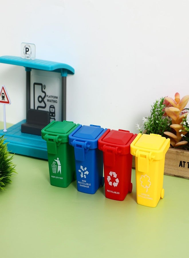 Yardwe Miniature Trash Can, 12PCS Mini Plastic Push Vehicles Colorful Recycling Bins - Image 4