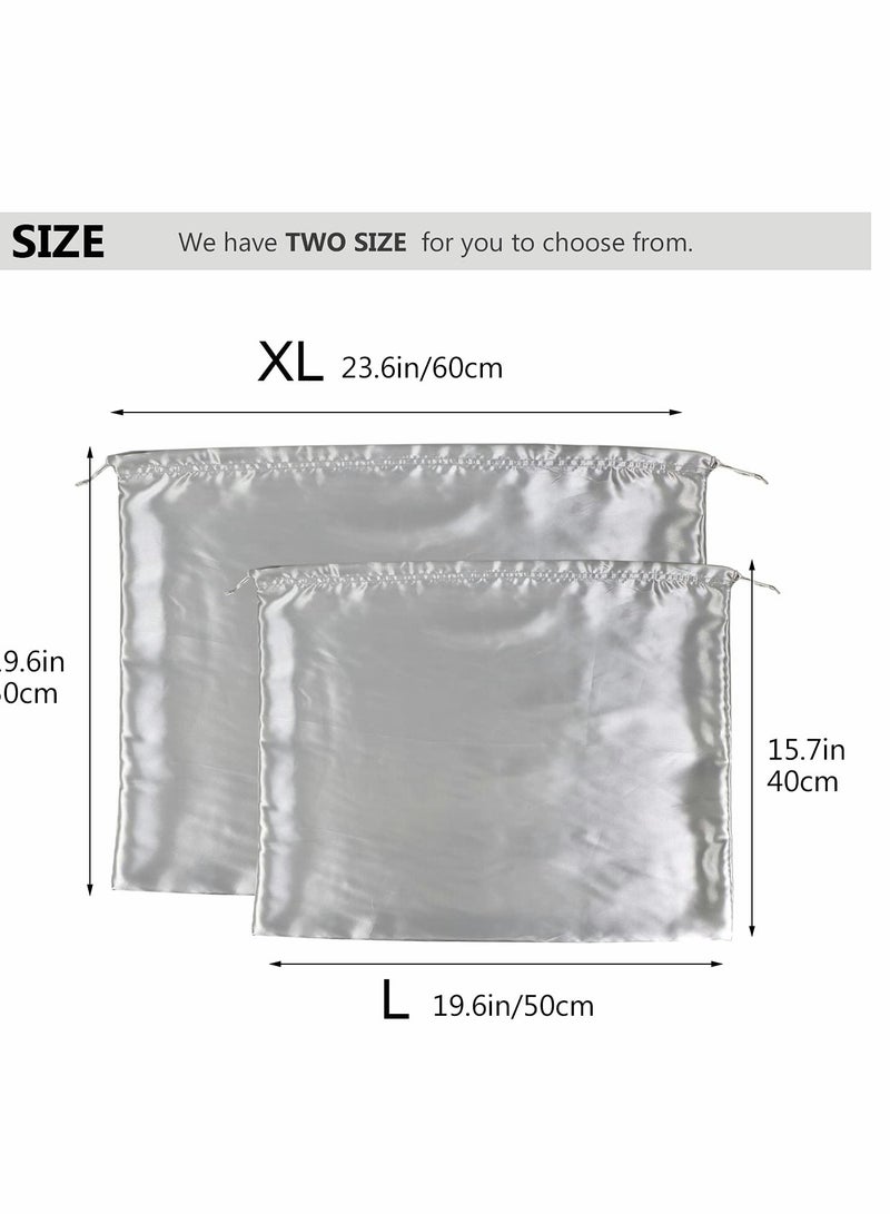 Excefore Dust Cover Storage Bags, 2 Pcs Silk Dustproof Drawstring Bag Travel Pouch, Bags for Handbags Purses Pocketbooks Shoes Boots, Sliver(60 x 50cm)  - Image 5