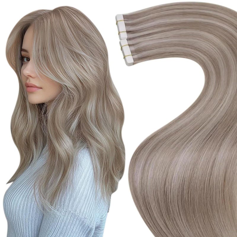 LaaVoo Human Hair Tape in Extensions Brown Tape in Hair Extensions Human Hair #2 Darkest Brown 22 Inch 50g 20pcs - Image 1