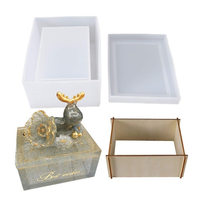 SILICONE TISSUE BOX RESIN MOLD WITH LID EPOXY RESIN CASTING MOULD TISSUE BOX COVER NAPKIN HOLDER DIY JEWELRY TRINKET STORAGE GIFT BOX CRAFT SUPPLIES MAKING HOME DECORATION GIFT