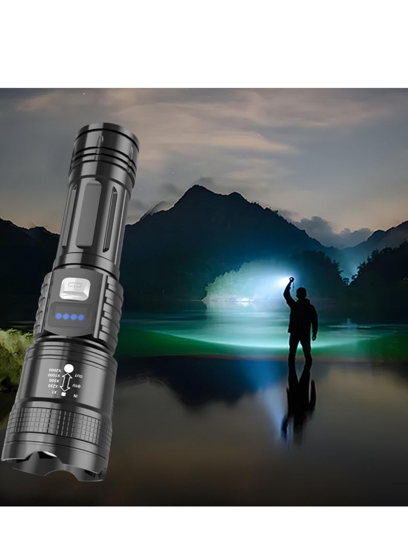 spa luxetique Black Multifunctional LED Flashlight with Digital Display - P50 Upgraded Zoomable Super Bright Light (3 Lighting Modes) | Rechargeable, Water-Resistant, 1000m Beam - Image 1