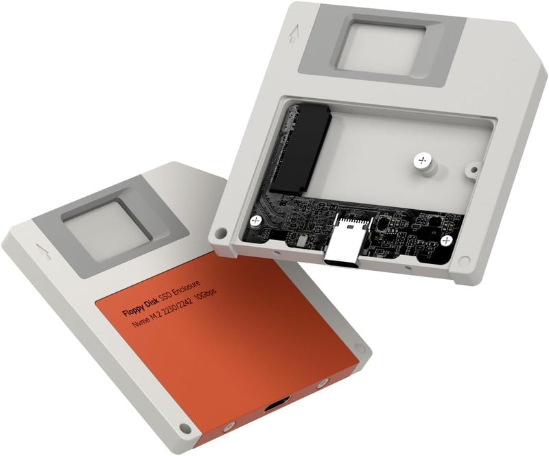 Hagibis SSD Enclosure, Floppy Disk Style USB 3.2 Gen2 10Gbps to NVMe PCI-E M.2 2230/2242 SSD Case, M.2 External Hard Drive Enclosure for MacBook Laptop iPad Android iPhone 17 Pro Max (Orange) - Image 1