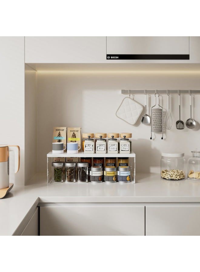 Asiingkel Stackable Expandable Metal Shelf Organizer - Adjustable Wire Storage Rack with Holes for Kitchen, Bathroom, Cabinet, Office - Space Saving, Durable & Sturdy Design（1PACK/Large/White - Image 2