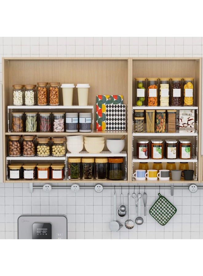 Asiingkel Stackable Expandable Metal Shelf Organizer - Adjustable Wire Storage Rack with Holes for Kitchen, Bathroom, Cabinet, Office - Space Saving, Durable & Sturdy Design（1PACK/Large/White - Image 5