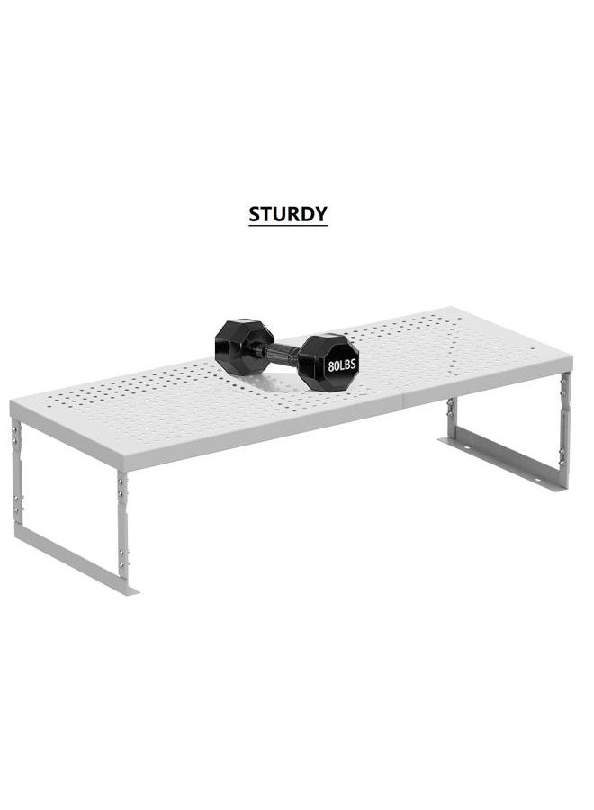 Asiingkel Stackable Expandable Metal Shelf Organizer - Adjustable Wire Storage Rack with Holes for Kitchen, Bathroom, Cabinet, Office - Space Saving, Durable & Sturdy Design（1PACK/Large/White - Image 4