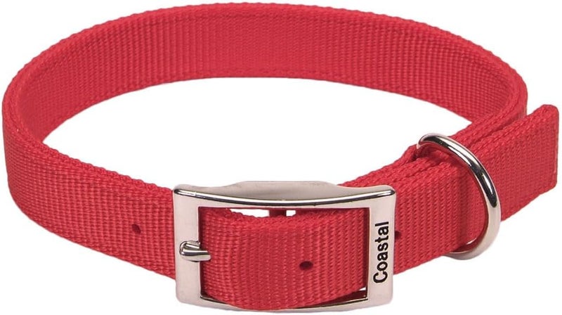 Coastal Nylon Double Layer Dog Collar - 1" Wide, 20" Long, Red - Image 1