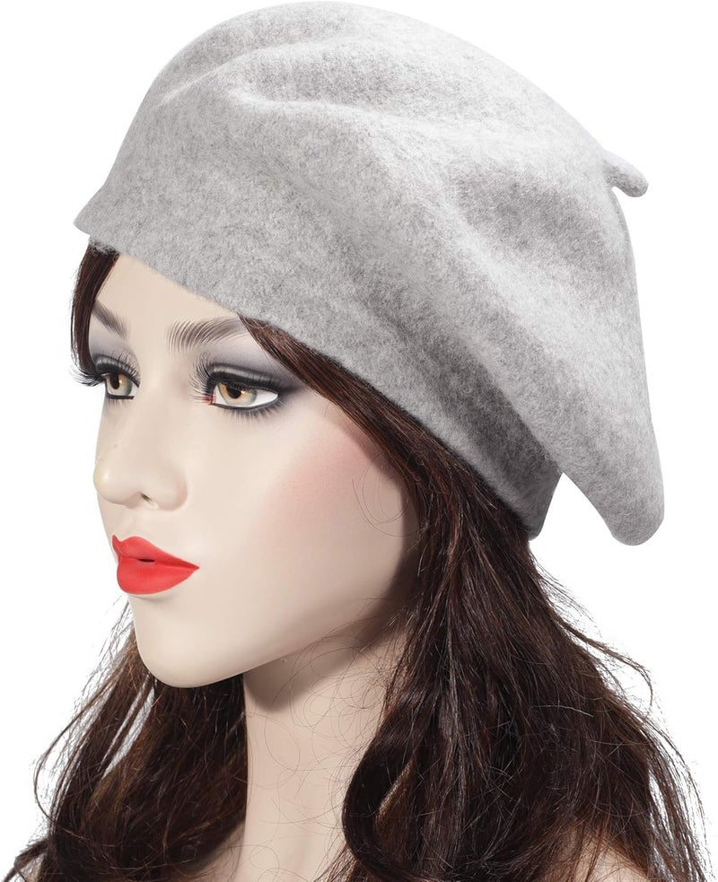 ZLYC Wool French Beret Hat Solid Color Beret Cap for Women Girls - Image 2