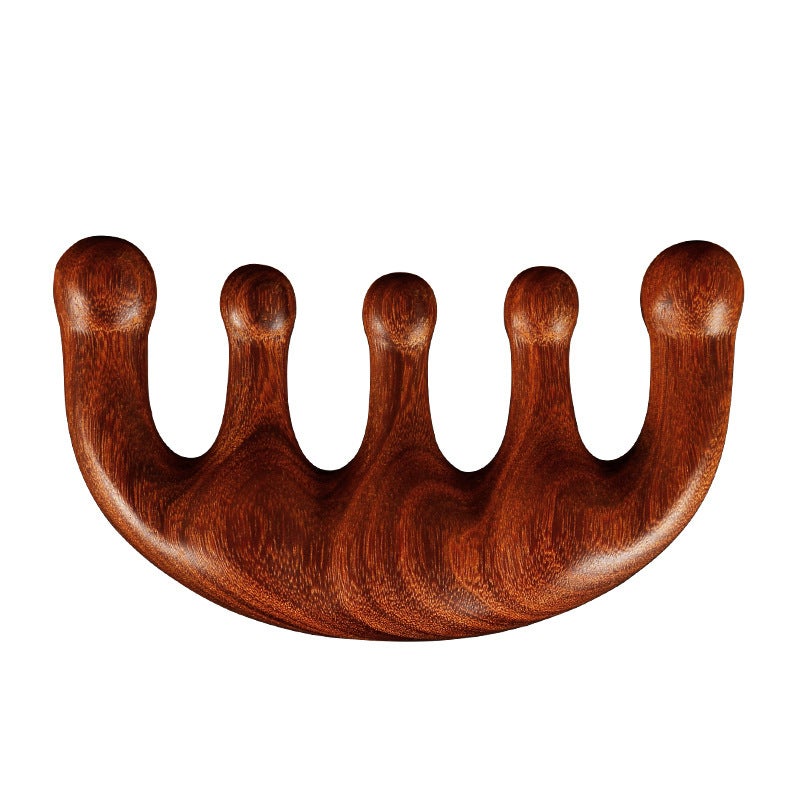 Comb Sandalwood Head Therapy Massage Wooden Comb Head Five Teeth Meridian Comb Green Sandalwood Five Claw Scalp Facial Health Care Horn Five tooth massage comb