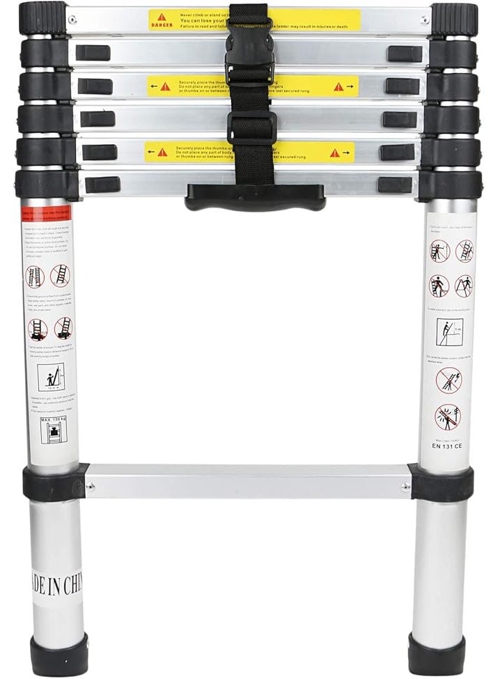 A Single Telescopic Aluminum Ladder With 2M Extensions, Non-Slip Feet, And Adjustable Height. - Image 3