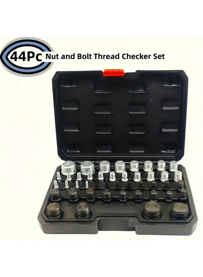 44 قطعة مجموعة فاحص خيوط الجوز والبرغي مع 21 مقياس متري في حاوية تخزين مقاس 23 بوصة - Image 2