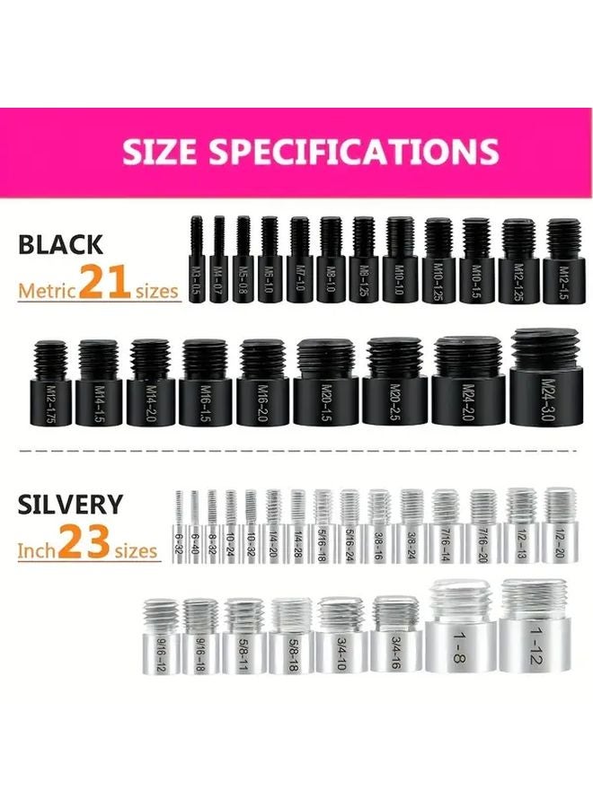 44 قطعة مجموعة فاحص خيوط الجوز والبرغي مع 21 مقياس متري في حاوية تخزين مقاس 23 بوصة - Image 3