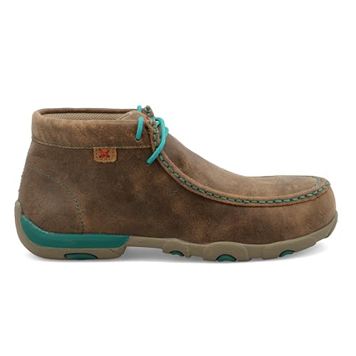 Twisted X Women's Work Chukka Driving Moc, Moc Toe Alloy Toe, Bomber & Turquoise, 7 M - Image 4