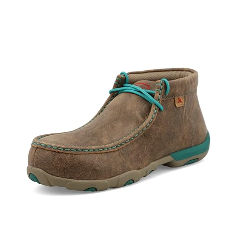 Twisted X Women's Work Chukka Driving Moc, Moc Toe Alloy Toe, Bomber & Turquoise, 7 M - Image 1