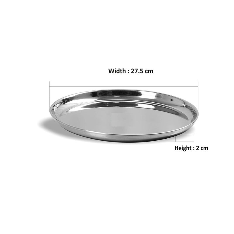 Nirvika Stainless Steel Dinner Lunch Plate Mirror Finish Dinner SetDinnerwareServewareThaliBhojan Patra Kitchenware Set Ideal for Home Restaurants and Family Use - Image 5