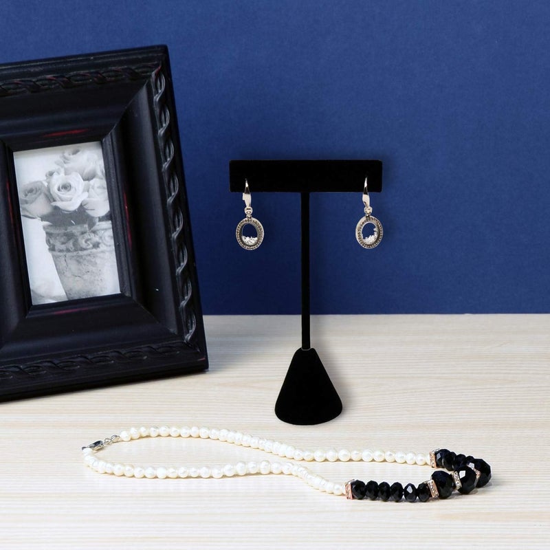 Ikee Design 6 Pcs Set Premium T- Shape Style Earring Display Stand, Earring Stand Jewelry Display for Showroom, Tradeshow, and Showcase, 2 1/2 W x 4 1/2 H in, Black Velvet - Image 5