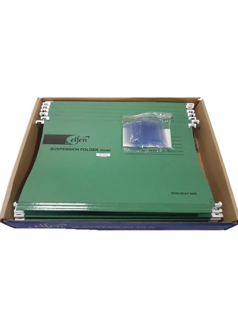 elfen ملف تعليق من Elfen مكون من 50 قطعة باللون الأخضر الباهت مقاس Foolscap - Image 1