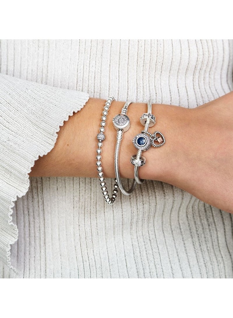 Moments Sparkling Crown O Snake Chain, Clear CZ 925 Sterling Silver Charm Bracelet