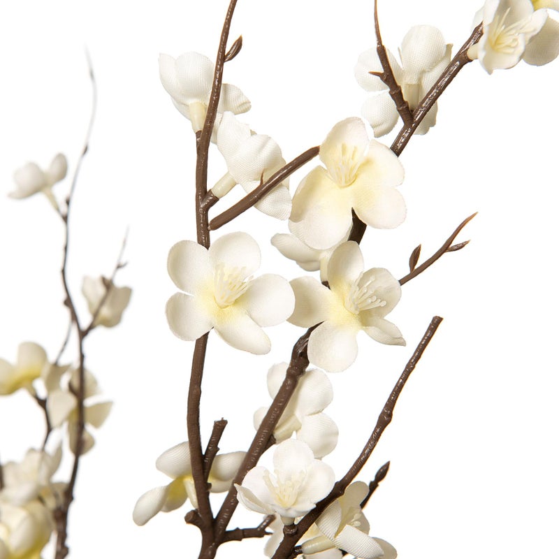 Ammyoo 4Pcs Cherry Blossom Branches Artificial Flowers for Spring Summer Indoor Decoration,Faux Long Stem Artificial Flowers for Wedding Home Office Bedroom Party Table Centerpieces Decor(White) - Image 2