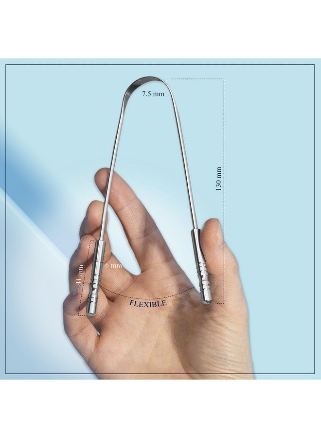 MasterMedi Tongue Scraper for Adults with Multicolor Travel Cases (2 Pack), 100% Stainless Steel, Reduce Bad Breath, Tongue Scrubber, Easy to Use, Tongue Cleaner for Oral Care & Hygiene - Image 2