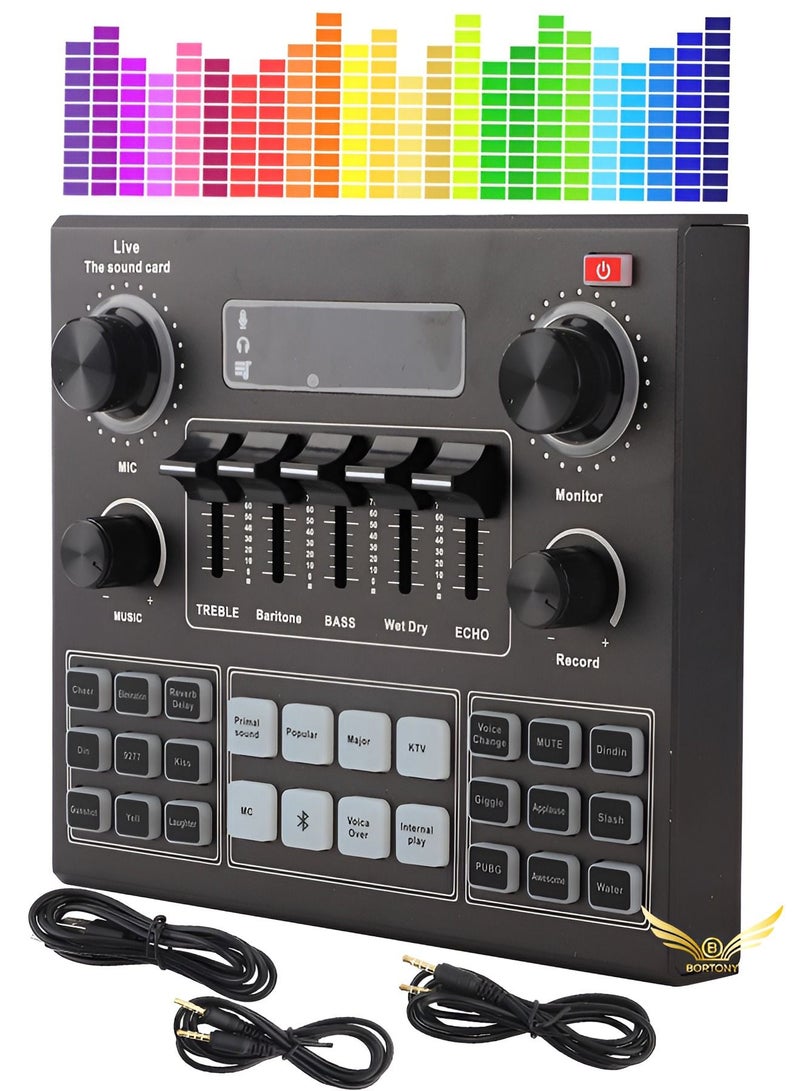 V9 Live Broadcast Sound Ca External Stereo Audio Mixer for Streaming & Gaming - Image 1