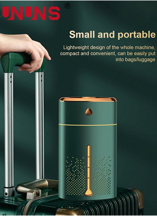 UNUNS - Cool Mist Humidifier,1L Small Humidifiers With Color Night Lights,USB Humidifier,Car Air Humidifier,Auto Shut-Off Air Vaporizer,3 Modes,Quiet Diffusers Humidifiers For Bedroom Sleeping,Green - Image 1