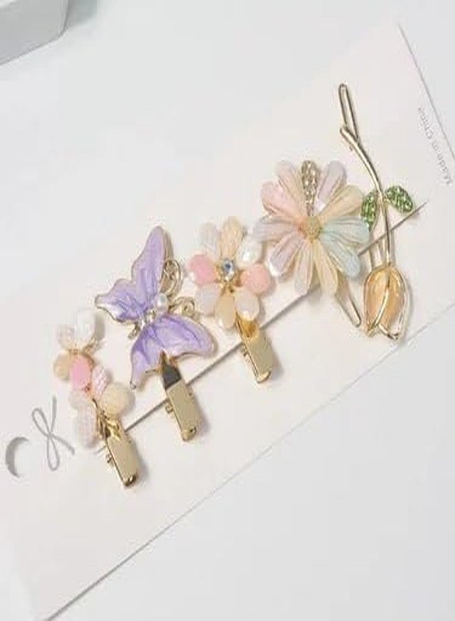 PRETOX Latest Korean Fashion Style Flower Lock Hair Clip Pin Hair Accessories Set For Women And Girls (5 Pcs, Multicolor) - Image 2