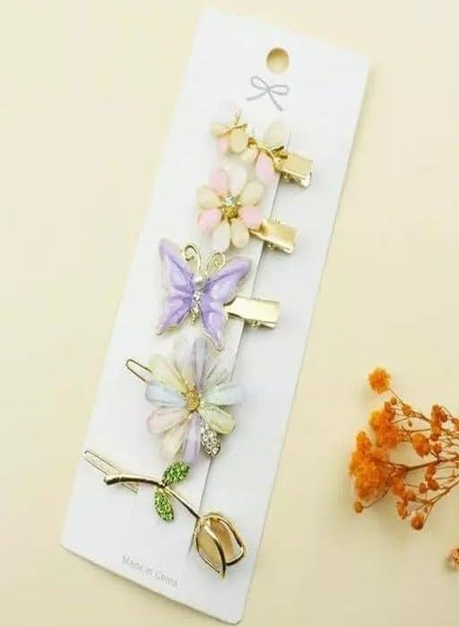 PRETOX Latest Korean Fashion Style Flower Lock Hair Clip Pin Hair Accessories Set For Women And Girls (5 Pcs, Multicolor) - Image 4