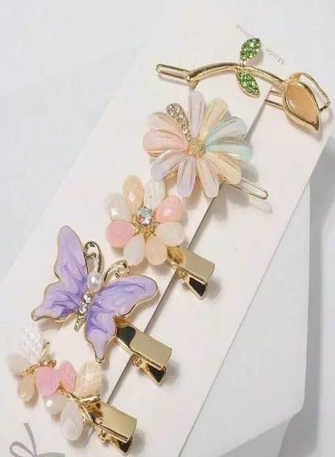 PRETOX Latest Korean Fashion Style Flower Lock Hair Clip Pin Hair Accessories Set For Women And Girls (5 Pcs, Multicolor) - Image 1