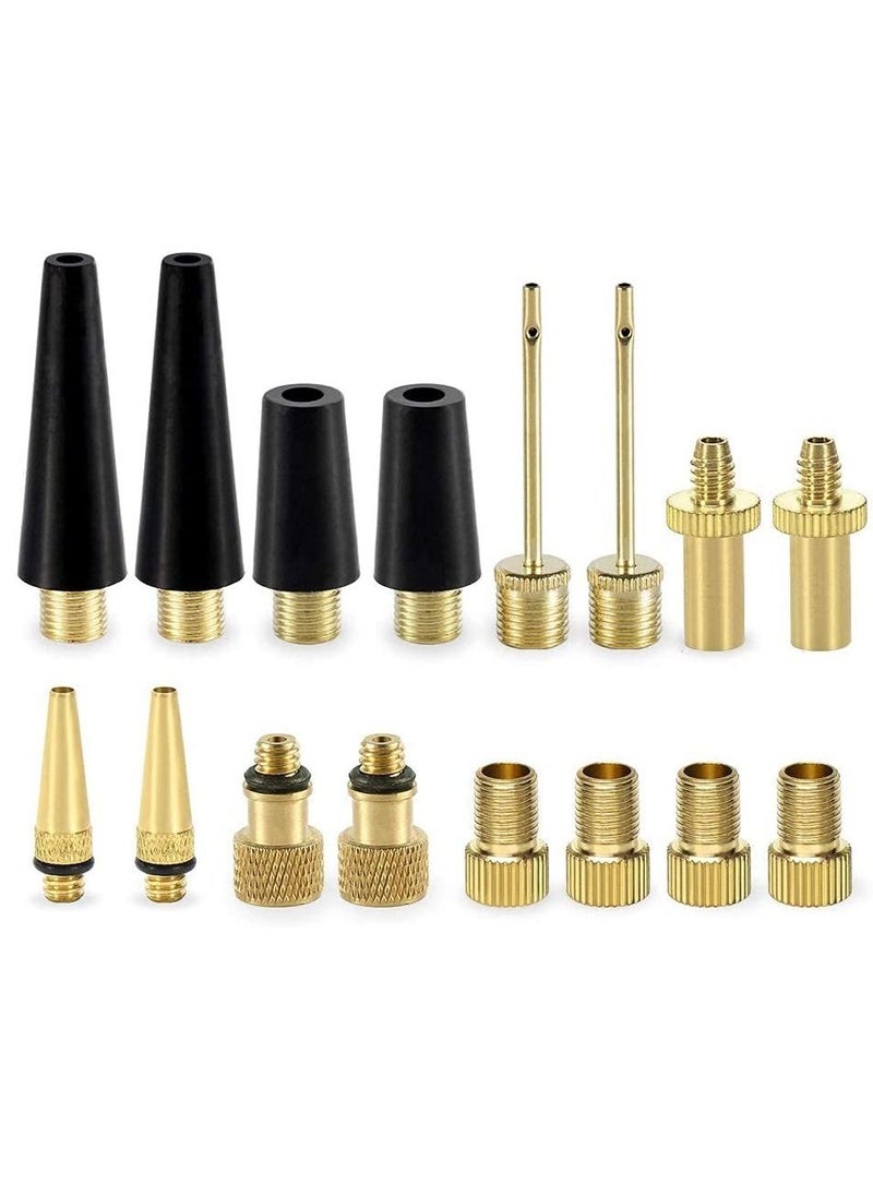 KASTWAVE Bicycle Valve Adaptor, 16 Pcs Brass Bike Pump Adapters, Ball Pump Needle, Air Nozzle Pump Adapter Kit, Toys Nozzle Inflator Adapter, Air Pump Accessories for Standard Pump  - Image 1