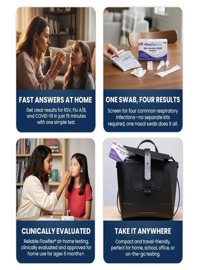 Flowflex Plus RSV + Flu A/B + COVID Home Test, 4-in-1 Home Test Kit, Rapid Results in 15 Minutes, OTC At-Home Antigen Test for Adults & Children (1) - Image 3