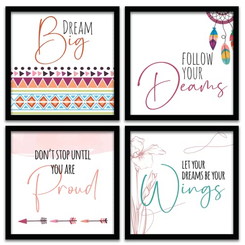 HEVEA Motivational Quote Poster with Frame for Home and Office Wall Decor - Framed Posters for Room Bedroom Living Room/Wall Paintings Hangings Framed (11x14 inch, Framed -Set of 4 - Image 1