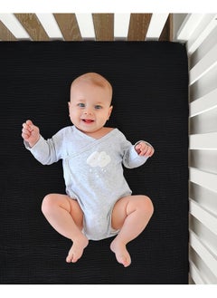 Pro Goleem Pro Goleem Muslin Crib Sheets for Boys and Girls, Soft Breathable Fitted Cotton Baby Bed Sheets for Standard Crib Mattress & Toddler Mattress (52"x28"), Neutral, 1 Pack (Black)  - Image 5