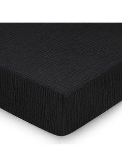 Pro Goleem Pro Goleem Muslin Crib Sheets for Boys and Girls, Soft Breathable Fitted Cotton Baby Bed Sheets for Standard Crib Mattress & Toddler Mattress (52"x28"), Neutral, 1 Pack (Black)  - Image 1