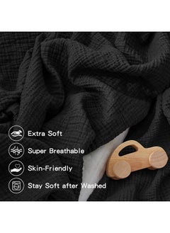 Pro Goleem Pro Goleem Muslin Crib Sheets for Boys and Girls, Soft Breathable Fitted Cotton Baby Bed Sheets for Standard Crib Mattress & Toddler Mattress (52"x28"), Neutral, 1 Pack (Black)  - Image 2