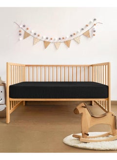 Pro Goleem Pro Goleem Muslin Crib Sheets for Boys and Girls, Soft Breathable Fitted Cotton Baby Bed Sheets for Standard Crib Mattress & Toddler Mattress (52"x28"), Neutral, 1 Pack (Black)  - Image 4