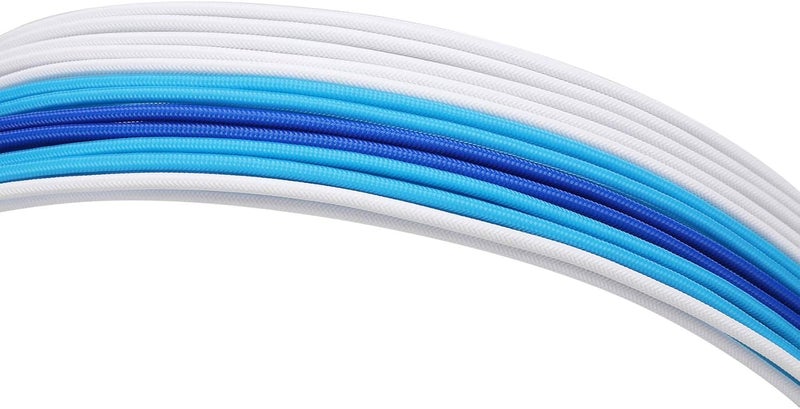 Formulamod Sleeve Extension Power Supply Cable Kit 18AWG ATX 24P+ EPS 8-P+PCI-E8-P with Combs for PSU to Motherboard/GPU Fm-NCK3 (White Sky Blue Deep Blue) - Image 5