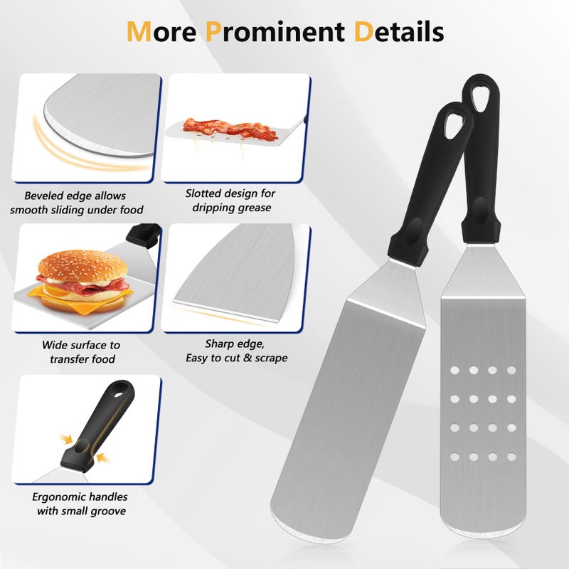 Joyfair 18Pcs Griddle Accessories Kit for Blackstone, Joyfair Flattop Grilling Accessory Set with Smash Burger Press, Stainless Steel Spatula Tools with Basting Cover for Outdoor BBQ Cooking (PP Handles) - Image 2