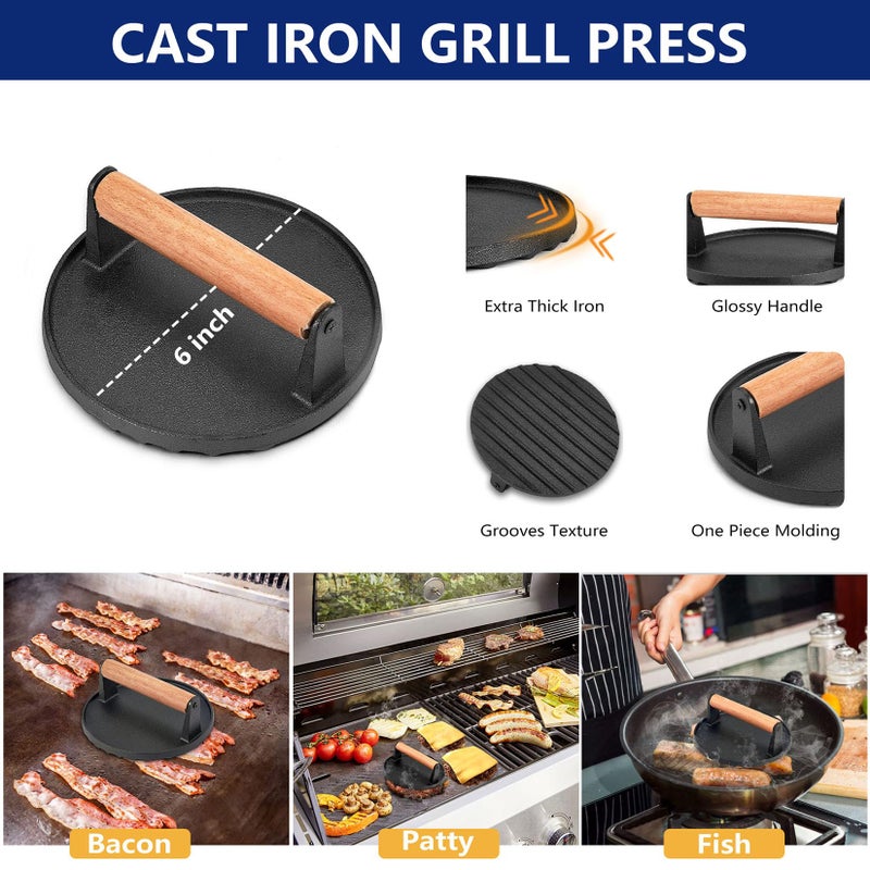 Joyfair 18Pcs Griddle Accessories Kit for Blackstone, Joyfair Flattop Grilling Accessory Set with Smash Burger Press, Stainless Steel Spatula Tools with Basting Cover for Outdoor BBQ Cooking (PP Handles) - Image 5
