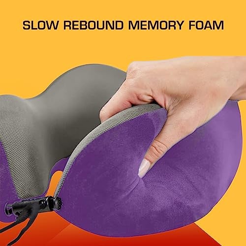 Billebon Premium Memory Foam Travel Neck Pillow Combo with Soft Eye Mask, Carry Bag, and Ear Plugs (Lavender with Eye Mask) - Image 4