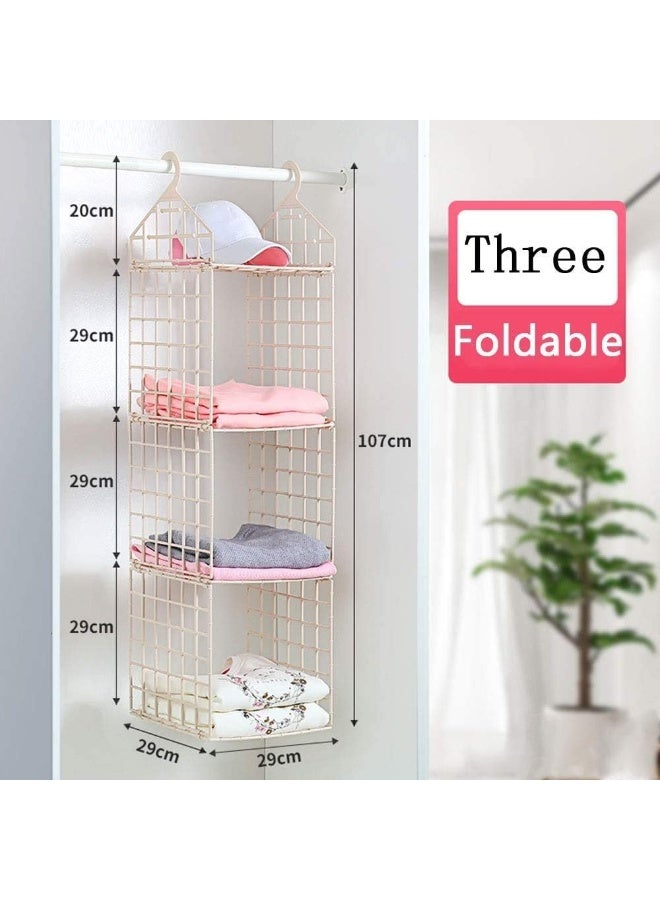 Hanging Storage, wardrobe Storage Organizer, PP Material Foldablewardrobe Closet Organiser, White (3 Shelves) - Image 3