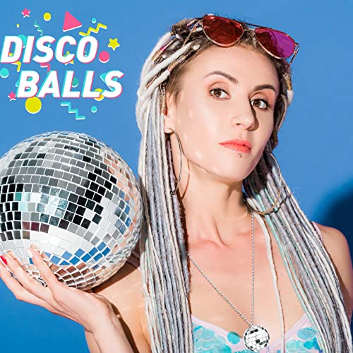 Hicarer 12 Piece Mirror Disco Ball Costume Necklaces 70s Disco Party Necklaces for Home Decorations, 1.57 Inch Stage Props, Game Accessories, Halloween, Party Favor and Supplies(Silver, Gold) - Image 4